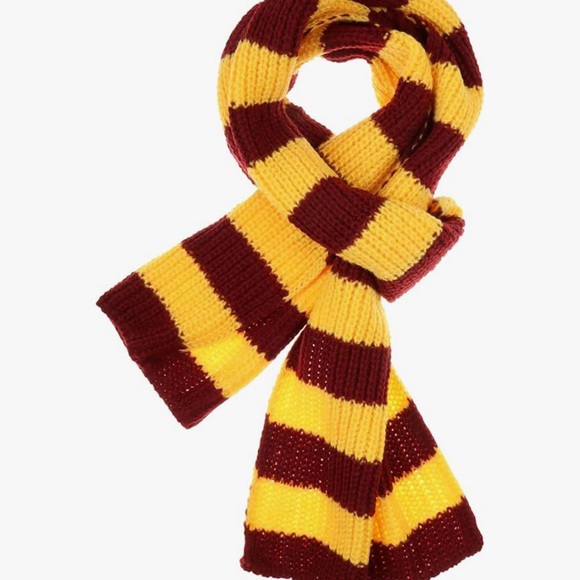 Striped Deep Red and Yellow Scarf - Picture 2 of 4